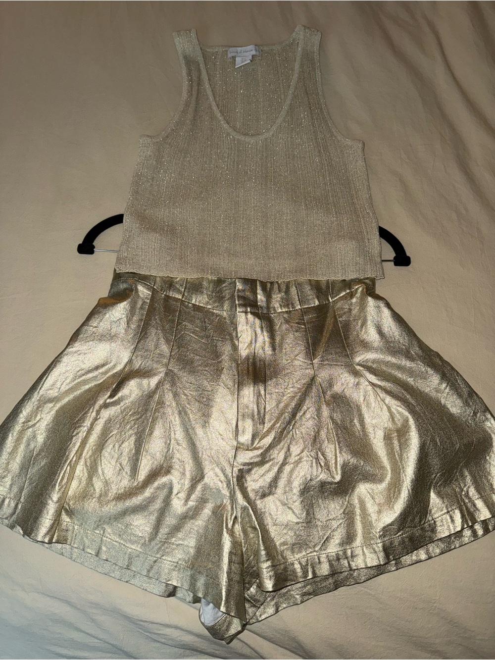 House of Harlow 1960 Metallic Gold High-Waist Shorts